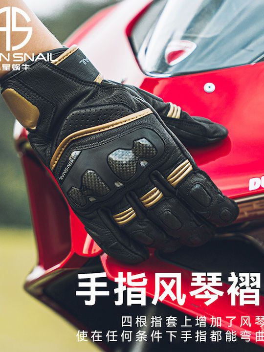 Alien Snail P8 Herren Motorradhandschuhe Leder 4 Jahreszeiten Schwarz