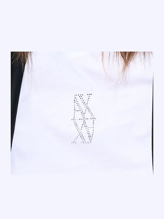 Γυναικείο Αθλητικό T-shirt Ασημί-λευκό