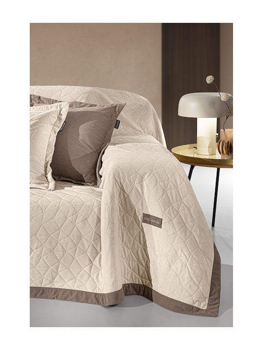 Armchair Throw 150x170 + Decorative Cushion Cover 42x42+3 Guy Laroche Avalon Cream 150x170