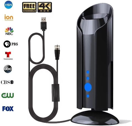 4k Hdr AH-2408 Εσωτερική Κεραία Τηλεόρασης (Απαιτεί Τροφοδοσία) Μαύρη