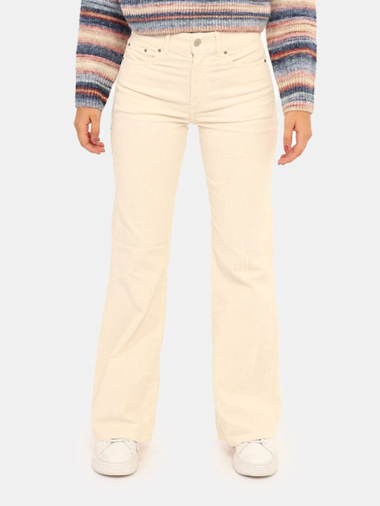 Willa High Waist Women's Jean Trousers Flared Cream