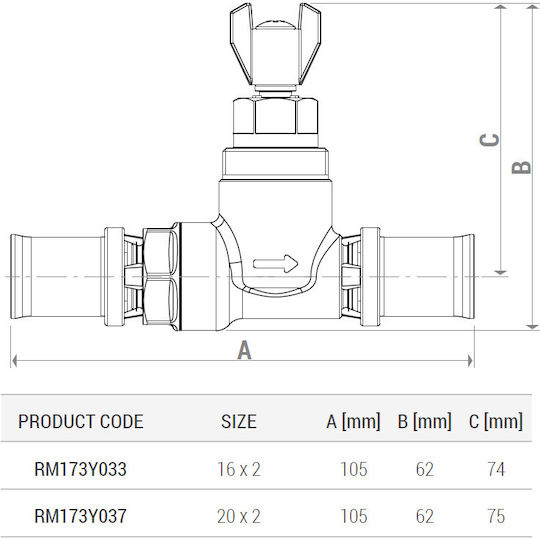 Giacomini Rm173y037 Kugelhahn 20x2 Mm Mehrschichtrohr Multijaw Presssystem