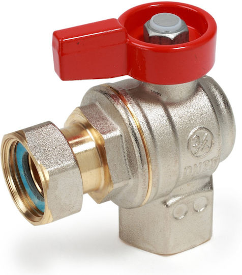 Giacomini R781px014 Ъглов Кран С Топка 3/4" Вътрешна Резба Червена T-Ръкохватка Никелиран Месинг
