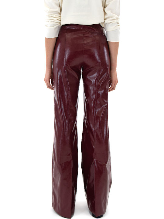 Black n Black Women's High-waisted Fabric Trousers Bell Burgundy