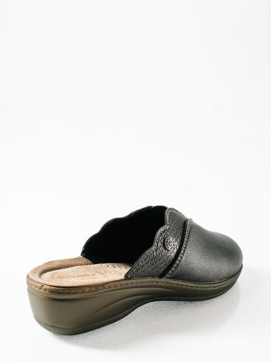 Anatomical Leather Women's Slippers Gray