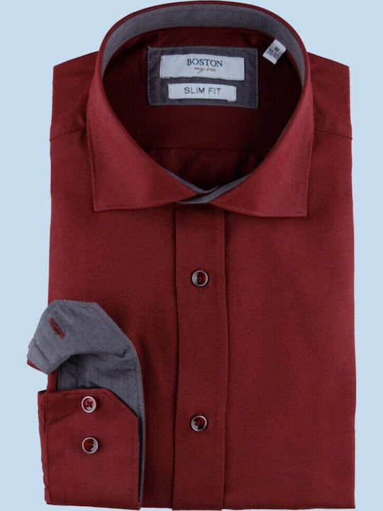 Long-sleeved Cotton Shirt Burgundy