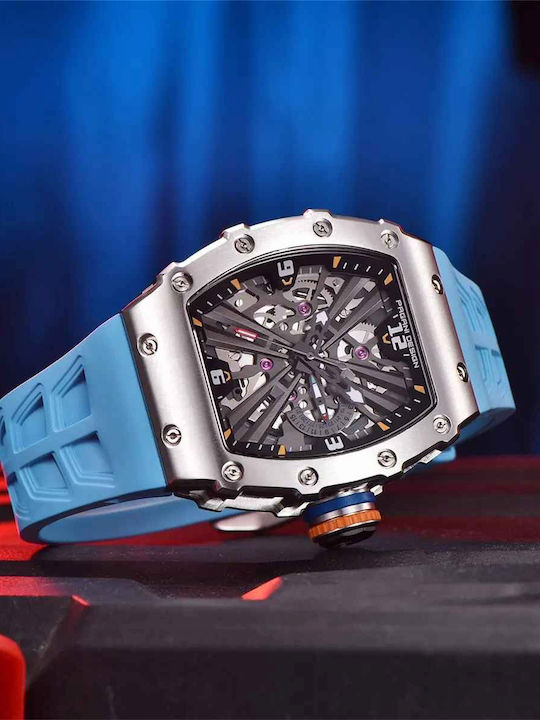 Men's Watch 42mm Battery with Turquoise Rubber Strap