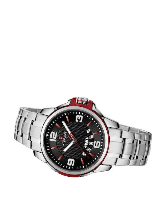 Naviforce Ceas Bărbați 20mm Cronograf Cu Baterie Cu Brățară Din Oțel Argintiu/Negru
