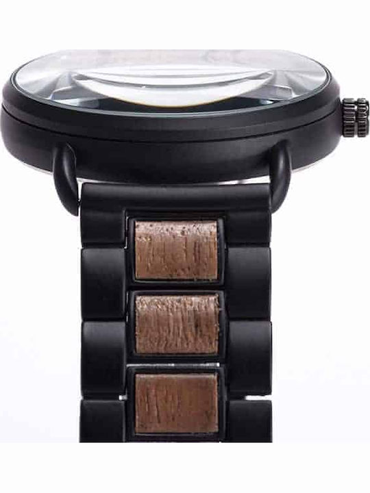 Bobo Bird Men's Watch Battery with Black Wooden Bracelet