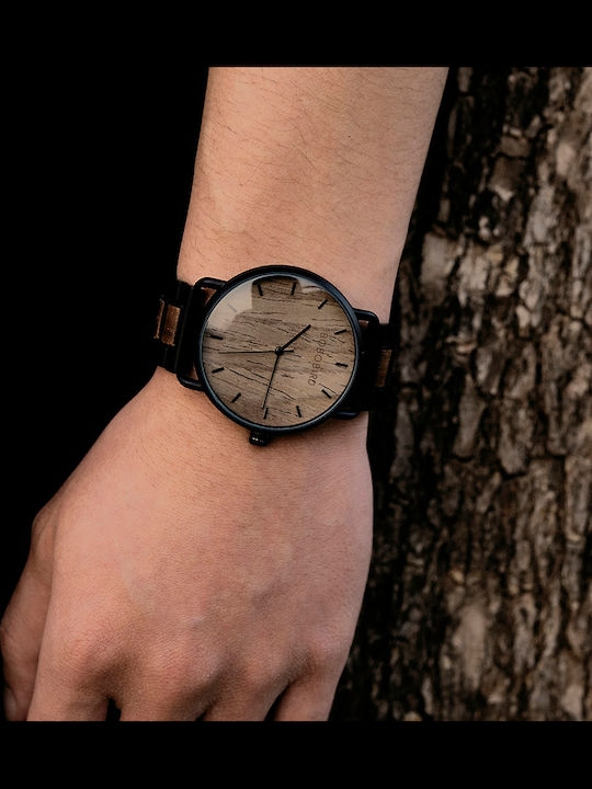 Bobo Bird Men's Watch Battery with Black Wooden Bracelet