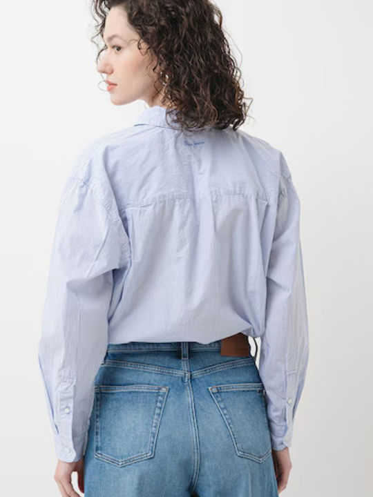 Women's Striped Long Sleeve Shirt Blue
