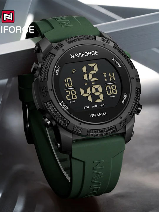 Naviforce Ceas Digital Pentru Bărbați 20mm Cronograf Cu Baterie Și Brățară Din Metal Verde