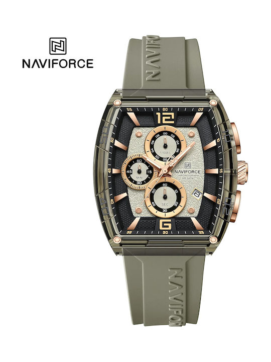 Naviforce Ceas Bărbați 16mm Baterie Cu Curea Din Cauciuc Galbenă