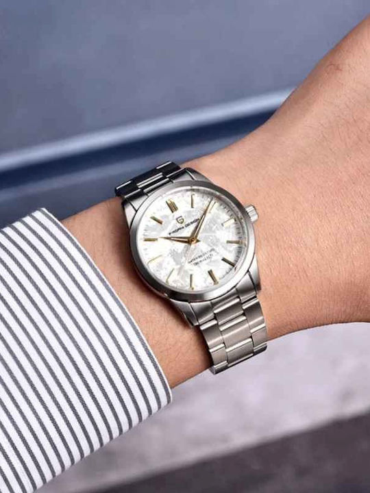 Ανδρικό Ρολόι 40mm Μπαταρίας με Ασημί Ατσάλινο Μπρασελέ