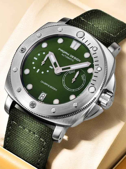 Pagani Design Ceas Barbatesc 41mm Automat Cu Cureaua Textila Verde