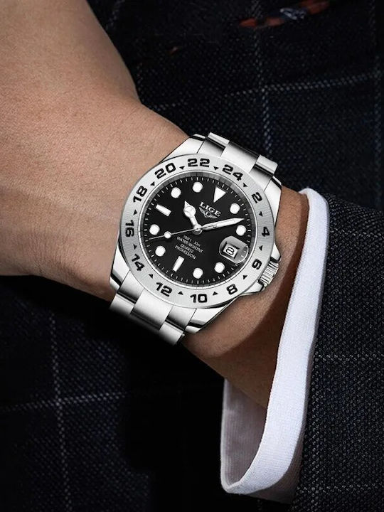 Ανδρικό Ρολόι 43mm Μπαταρίας Ασημί