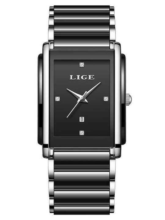 Lige Дамски Часовник 34mm Автоматичен с Черна Керамична Верижка