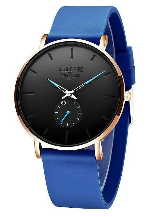Lige Women's Watch with Blue Rubber Strap