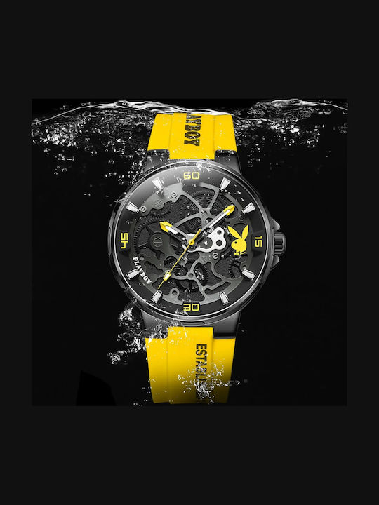 Playboy Women's Watch with Yellow Metal Bracelet