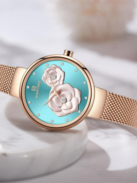 Naviforce Ceas de Damă cu Rose Gold Brățară Metalică