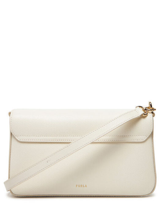 Leder Damentasche Schultertasche Ecru