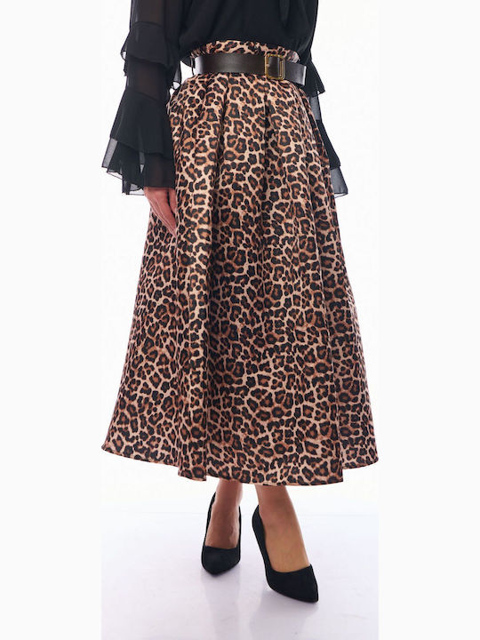 Satin Skirt Leopard Black