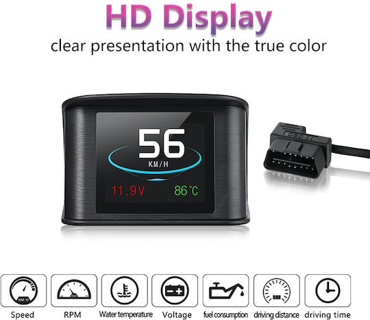 Pyramid Instrument digital OBD2, Head Up Display, Turometru, Contor RPM și Temperatura apei Pentru mașină 66.04mm pentru montare pe Tabloul de bord