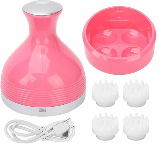 Siks Dispozitiv Electric Inteligent Masaj pentru Scalp Relaxare a Scalpului Reducerea Stresului 4 Capete din Silicon Încărcare Usb Suport Wireless 2 Viteze 2 Moduri de Operare Rezistent la Apă Roz