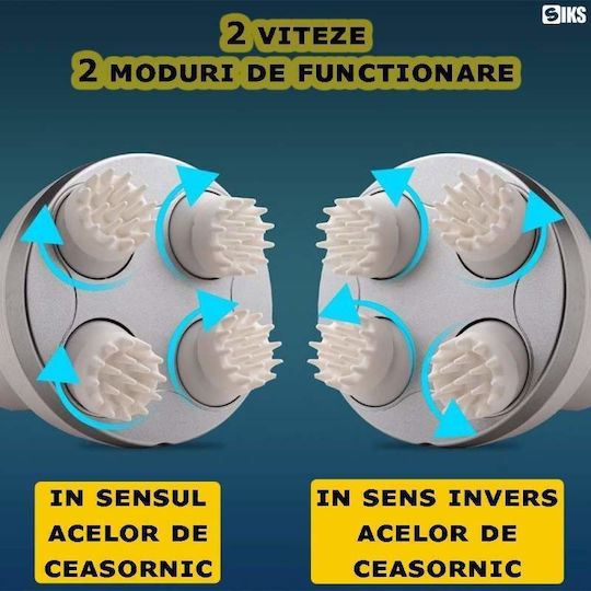 Siks Dispozitiv Electric Inteligent Masaj pentru Scalp Relaxare a Scalpului Reducerea Stresului 4 Capete din Silicon Încărcare Usb Suport Wireless 2 Viteze 2 Moduri de Operare Rezistent la Apă Roz