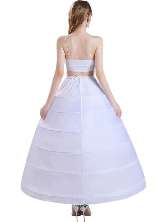 95cm Crinoline Petticoat 6 Foldable Metal Hoops Rich Stable Volume Adjustable Waist – White