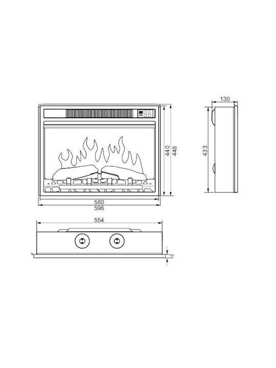 Richen Boden Elektrischer Kamin 2000W 100x82cm