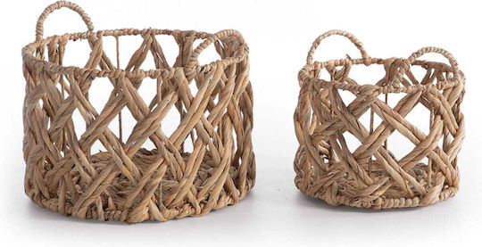 Nef-Nef Homeware Διακοσμητικό Καλάθι Ψάθινο Εκρού 18εκ.
