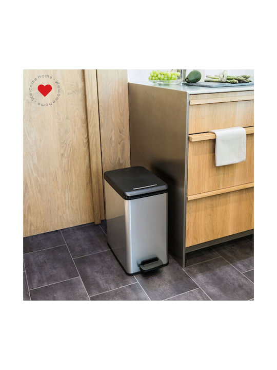 Kadax Bin Slim Bin Coș de Gunoi Plastic Argintiu 25lt 1buc