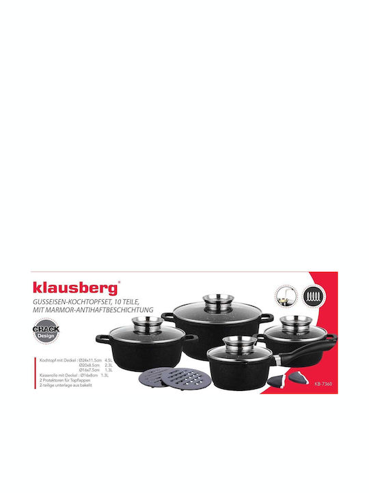 Klausberg Set de oale din aluminiu Black cu strat de piatră 12buc
