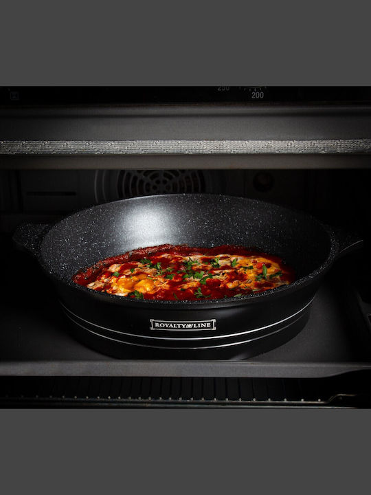 Royalty Line Cookware Set of Cast Aluminum with Stone Coating Black 14pcs