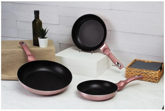 Berlinger Haus i-Rose Collection Σετ Τηγάνια από Αλουμίνιο Rose Collection με Επίστρωση από Πέτρα 3τμχ