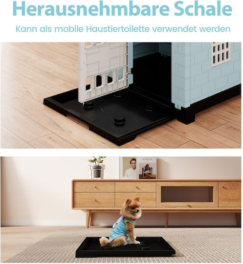 Costway Dog House Plastic Outdoor Blue