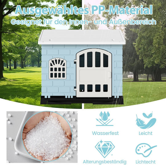 Costway Dog House Plastic Outdoor Blue