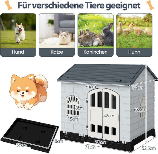 Costway Dog House Plastic Outdoor Gray