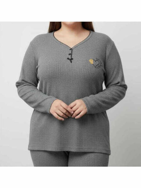 Asel Winter Damen Pyjama-Set Anthracite