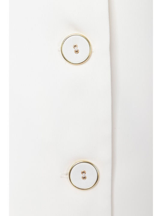 Helmi Blazer pentru femei Cu talie Sacou White