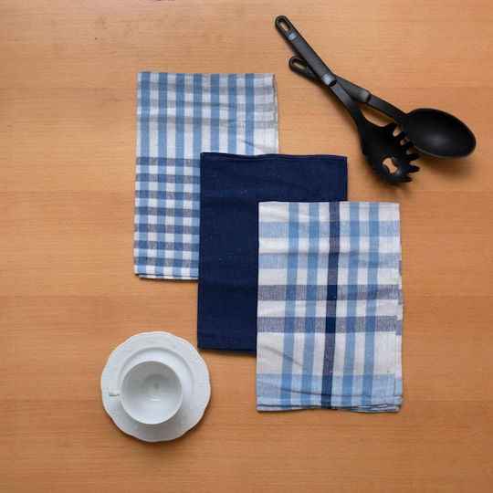 Viopros Prosop De Ceai Din 100% Bumbac Albastru 40x60cm 3 Bucăți