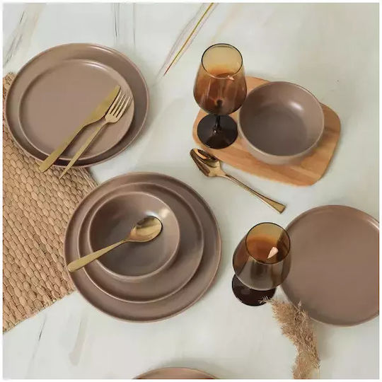 Nordic Matte Earth Σερβίτσιο Πιάτων Κεραμικό Καφέ 18τμχ