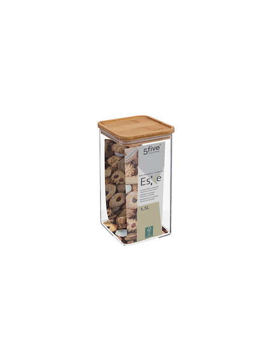 5Five Eske General Use Vase with Airtight Plastic Transparent Lid 1500ml 1 Piece