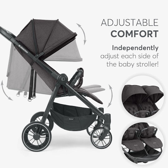 Kikka Boo Happy 2 Double Stroller Suitable for Newborn Dark Grey 11.5kg