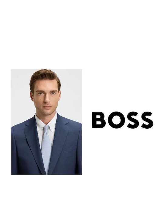 Boss Ανδρική Γραβάτα Μεταξωτή σε Μπλε Χρώμα
