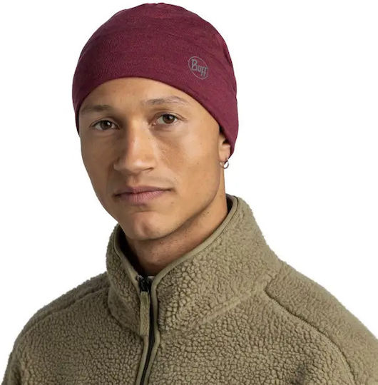 Merino Beanie Unisex Beanie Gestrickt in Burgundisch Farbe