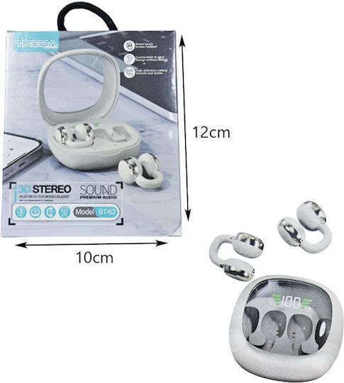 Treqa BT-62 Open Ear Bluetooth Handsfree Ακουστικά με Αντοχή στον Ιδρώτα και Θήκη Φόρτισης Μαύρα