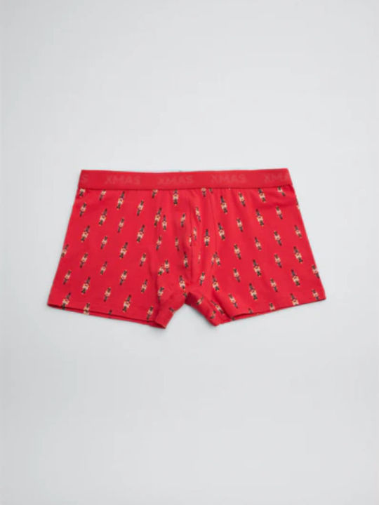 Men's Boxer Red with Patterns