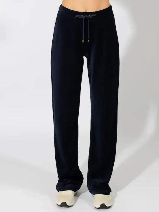 Sweatpants Set Velvet Navy Blue
